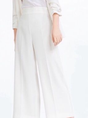 Zara Cream Wide-Leg High-Waist Trousers